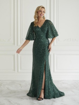 Christina Wu Elegance 17071 Sequin Flutter Sleeve Gown