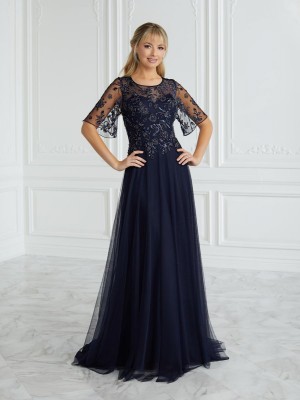 Christina Wu Elegance 17089 Sheer Sleeve MOB Gown