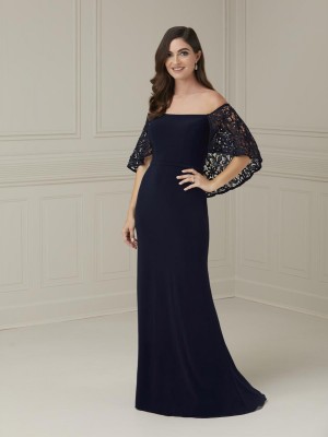 Christina Wu Elegance 17113 Lace Cape Mother of Bride Gown