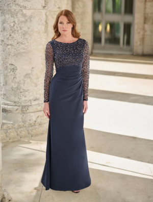 Christina Wu Elegance 17169 Beaded Lace Long Sleeve Gown