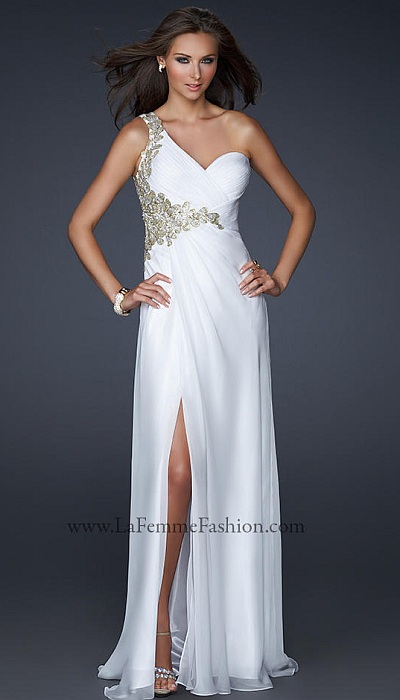 size 0 periwinkle gold la femme hand painted chiffon prom dress size 0 prom dress