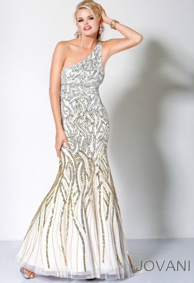 jovani white and gold dress