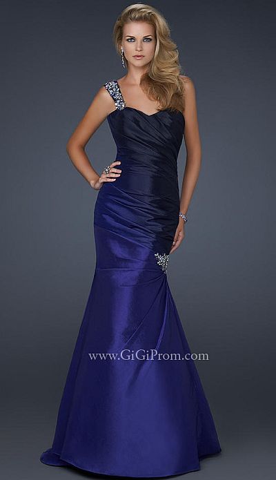 One Shoulder Purple Prom Dress Blue