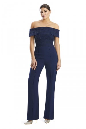 Alexander by Daymor 1751 Off Shoulder Dressy Jumpsuit