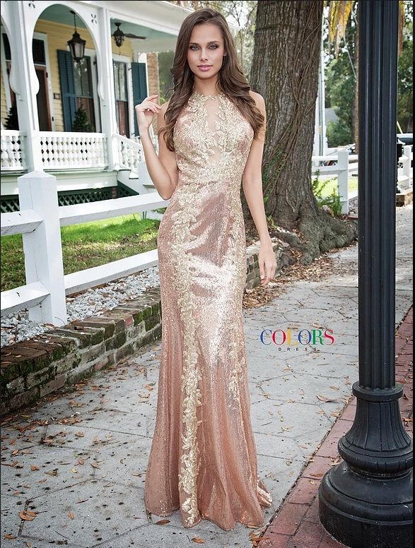 French Novelty Colors Dress 1757 Sparkly Sequin Gown