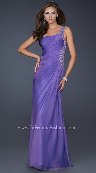 Chiffon One Shoulder Purple Prom Dress