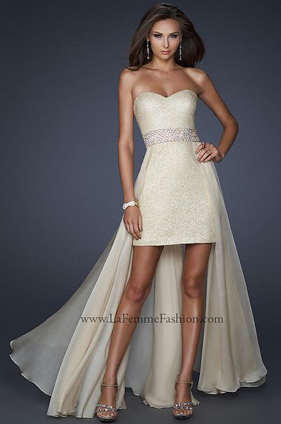 French Novelty La Femme Champagne High Low Prom Dress 17802
