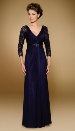 Rina Di Montella 1813 V Neck Lace Formal Dress