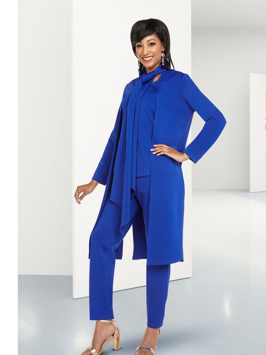 Ben Marc Casual Elegance 18369 Ladies Tie Neck Pant Suit