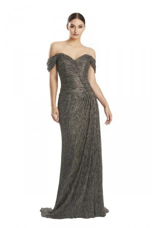 Alexander by Daymor 1858 Off Shoulder Ruched Draped Gown