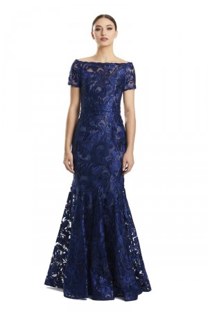 Alexander by Daymor 1859 Lace Short Sleeve Mermaid Gown
