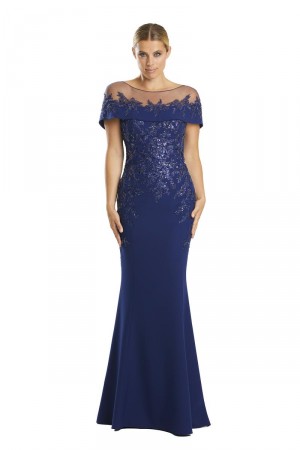 Alexander by Daymor 1866 Sheer Neckline Mothers Gown