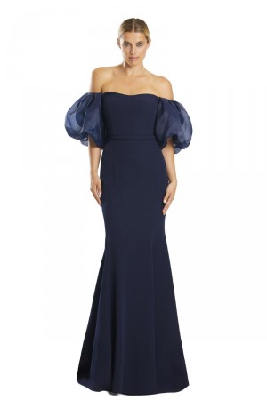 Alexander by Daymor 1870 Puff Sleeve Off Shoulder Gown