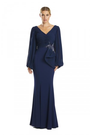 Alexander by Daymor 1886 Gathered Long Sleeve MOB Gown