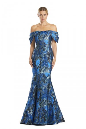 Alexander by Daymor 1891 Off Shoulder Print Mothers Gown