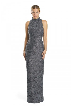 Alexander by Daymor 1893 High Neck Ruched Pattern Gown