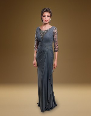 Rina Di Montella 1904 Sheer Sleeve Formal Dress