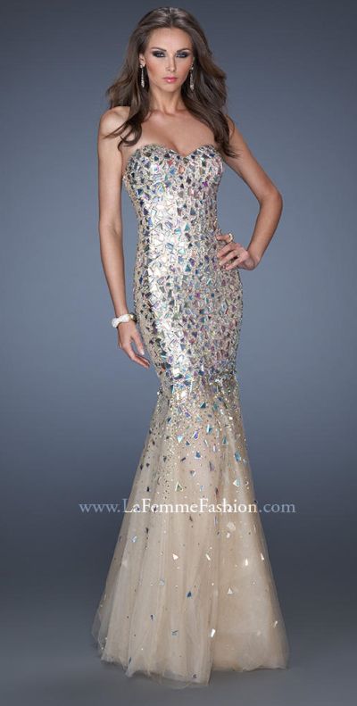 La Femme Evening 19323 Cut Gl Mermaid Dress French Novelty