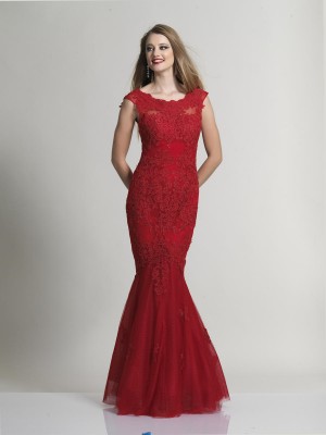 Size 4 Burgundy Dave and Johnny 1937 Embroidered Lace Gown