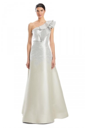 Alexander by Daymor 1950 Ruffle One Shoulder Mothers Gown