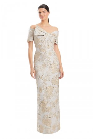 Alexander by Daymor 1955 Floral Off Shoulder Mothers Gown