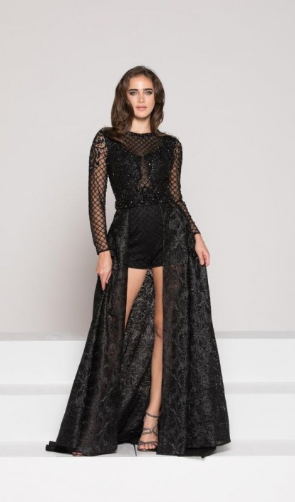 black romper prom dress