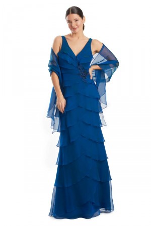 Alexander by Daymor 1958 Tiered Mothers Gown with Shawl