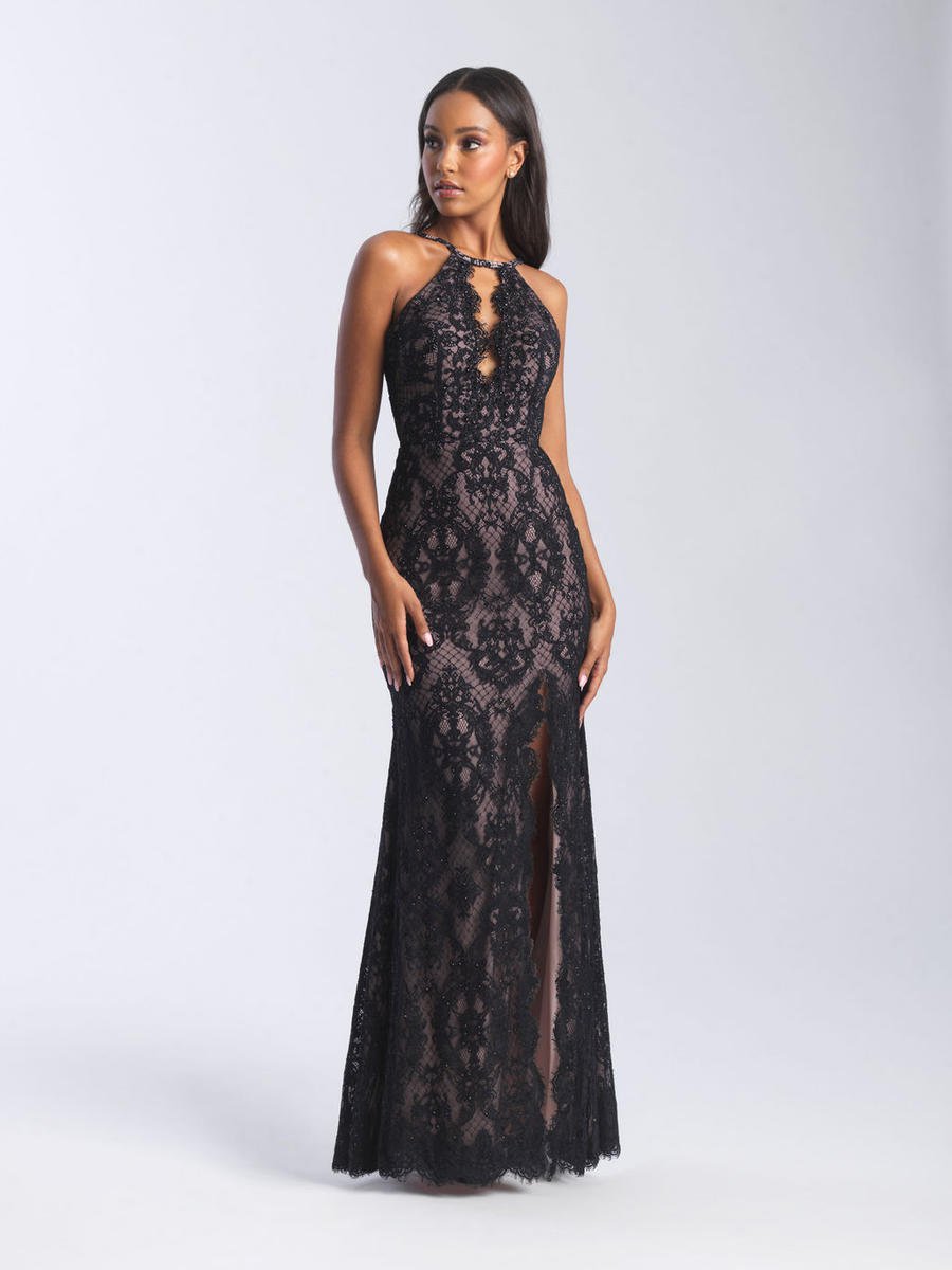 French Novelty: Madison James 20-340 Scalloped Lace Prom Dress
