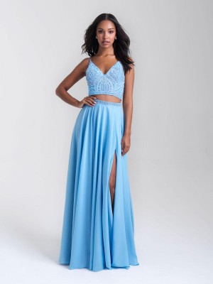 Madison James 20-389 Sheer Crop Top Prom Dress