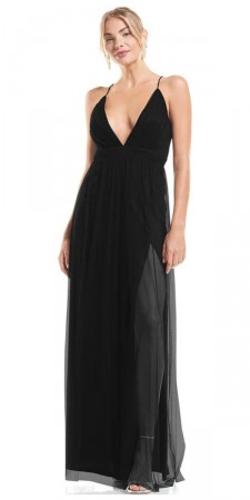 Bill Levkoff LUNA 20000 Deep V Neck Bridesmaid Dress