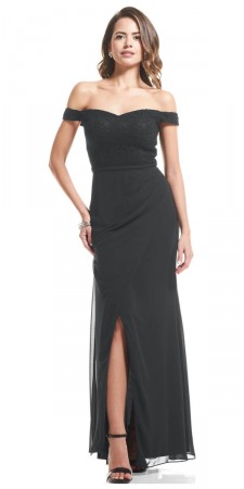 Bill Levkoff MADISON 20011 Off Shoulder Lace Top Bridesmaid Dress