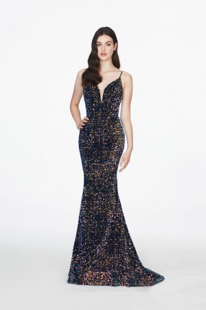 Size 8 Black Angela and Alison 20031 Sequin Prom Dress