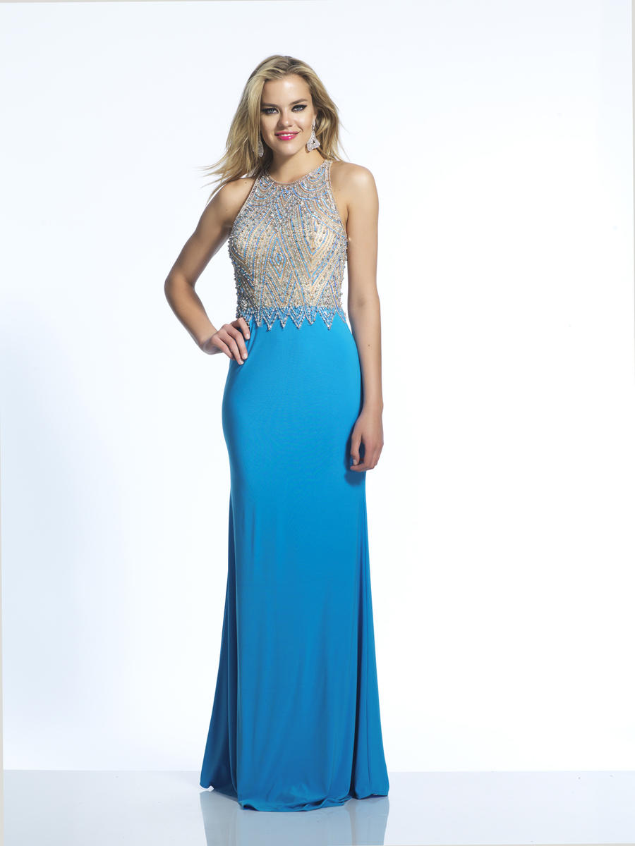 Size 6 Turquoise Dave and Johnny 2019 Sleeveless Jersey Gown - French ...