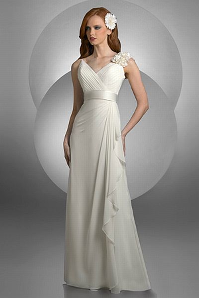 Bari Jay Chiffon Casual Wedding Dress with Flower and Cascade 2027 ...