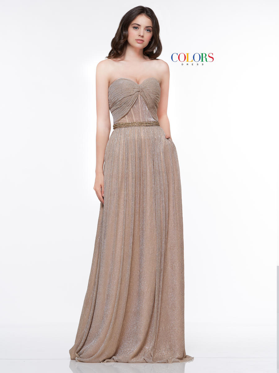 French Novelty Colors Dress 2044 Metallic Prom Gown