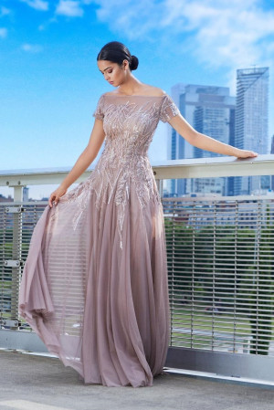 Alexander by Daymor 2051 Beautiful Sheer Neck MOB Gown