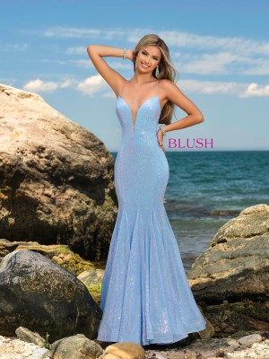 Blush 20512 Backless Sequin Mermaid Dress