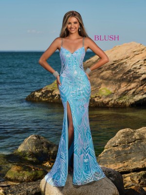 Blush 20513 Novelty Sequin Prom Dress