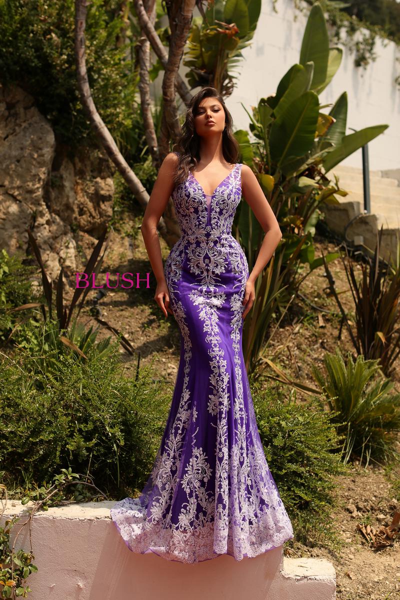 French Novelty Blush 20554 Shimmer Lace Prom Dress