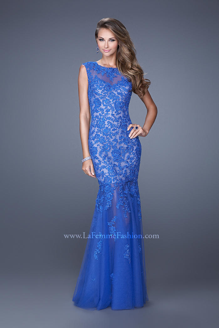 French Novelty: La Femme 20722 Jeweled Lace Mermaid Dress
