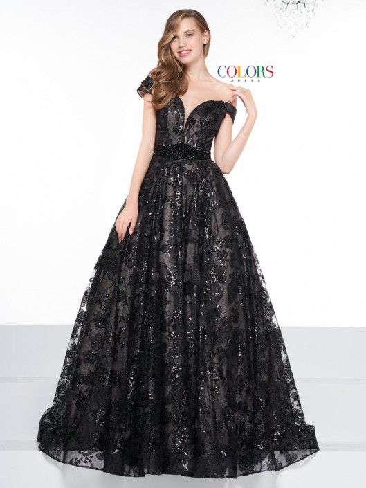 black glitter gown