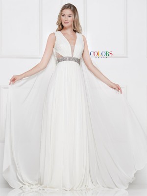 Size 20 Off White Colors Dress 2083 Grecian Chiffon Prom Gown