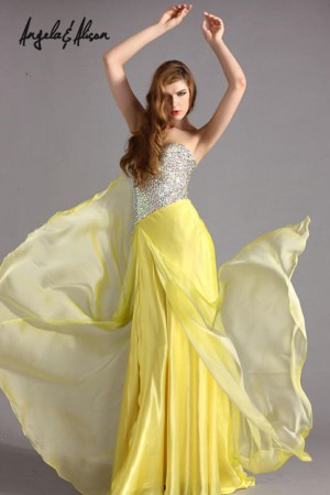 Angela and Alison 21014 Asymmetrical Beaded Gown
