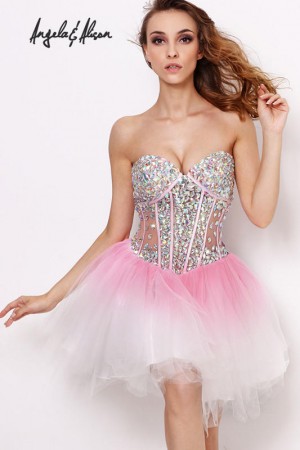 Angela and Alison 21062 Transparent Short Party Dress