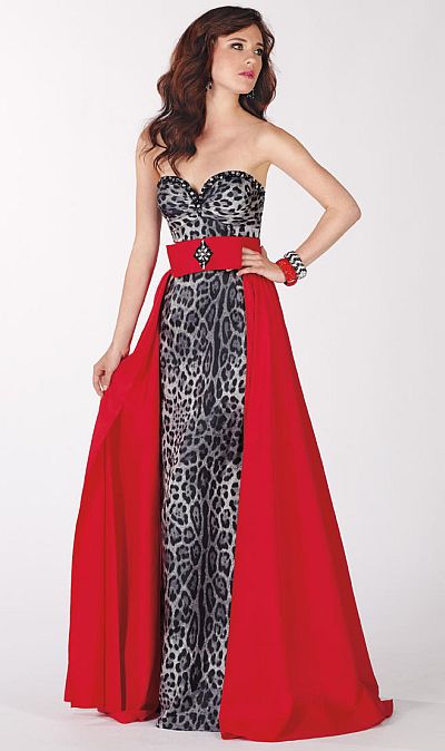 Claudine For Alyce Animal Print Prom Dress With Extra Overskirt 2110 Claudine For Alyce Animal Print Prom Dress With Extra Overskirt 2110