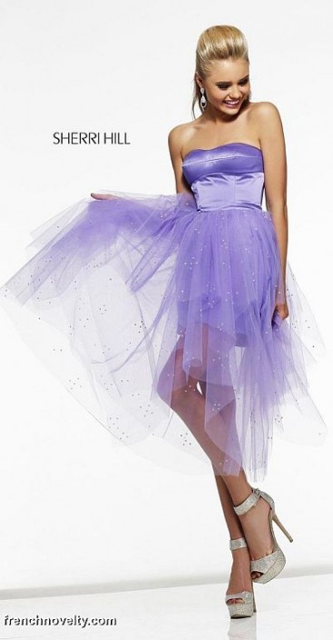 Purple Knee Length Dress Sherri Hill