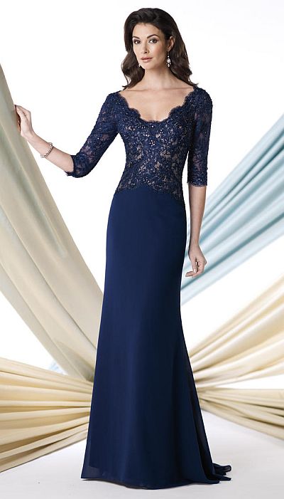 Montage 213978 Three Quarter Sleeve Evening Dress - French Novelty