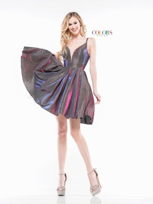 Colors Dress 2150 Glitter Knit Short Dress