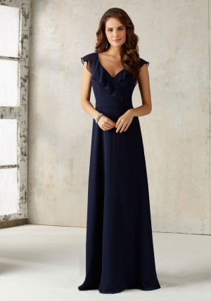 Morilee 21527 Ruffle Cap Sleeve Bridesmaid Dress