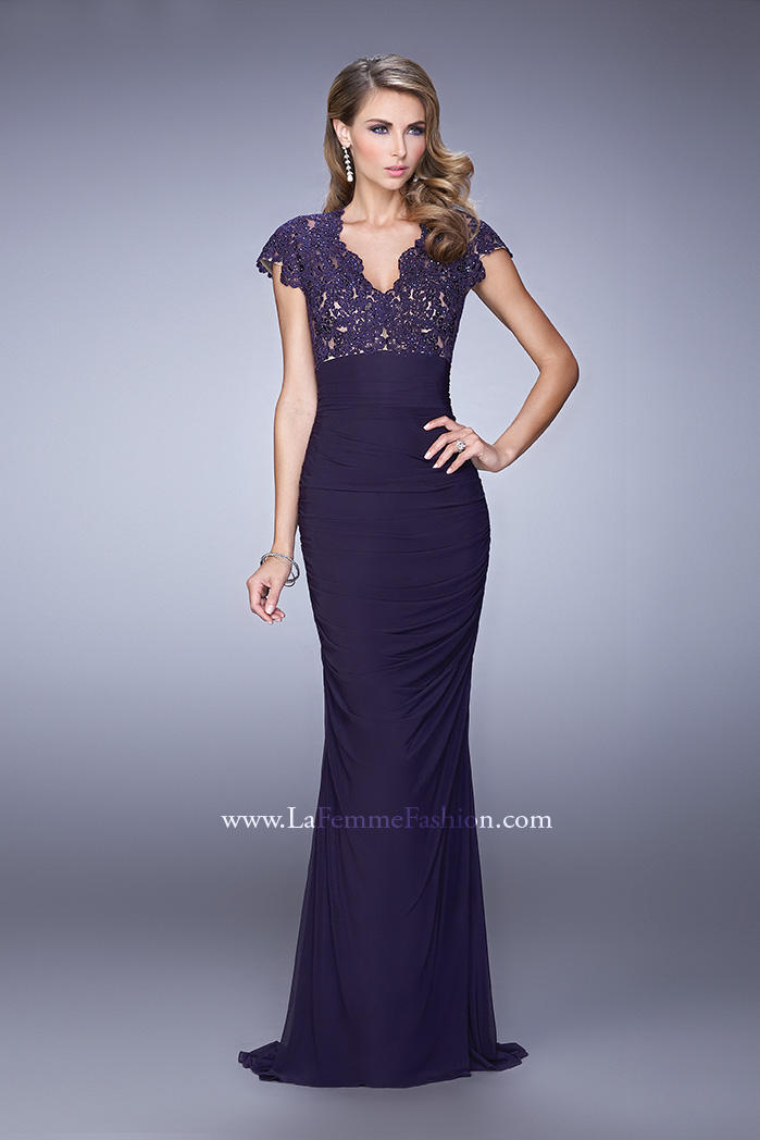 la femme ruched jersey gown